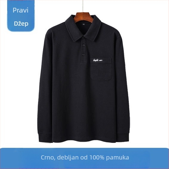 Polo majica s dugim rukavima, udoban kroj, češljani pamuk, jednobojna