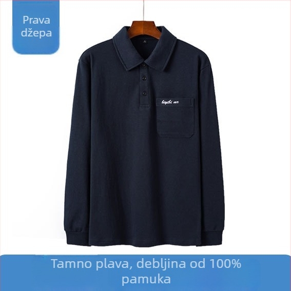 Polo majica s dugim rukavima, udoban kroj, češljani pamuk, jednobojna