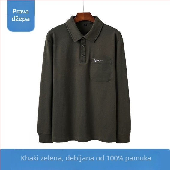 Polo majica s dugim rukavima, udoban kroj, češljani pamuk, jednobojna