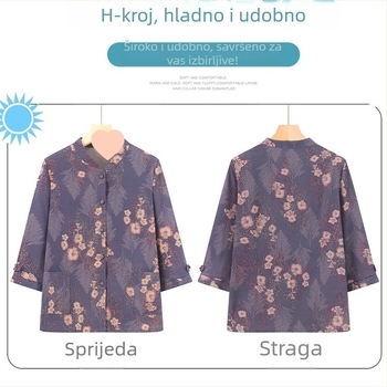 Ljetni komplet za starije žene: košulja s 3/4 rukavima, kineski stil