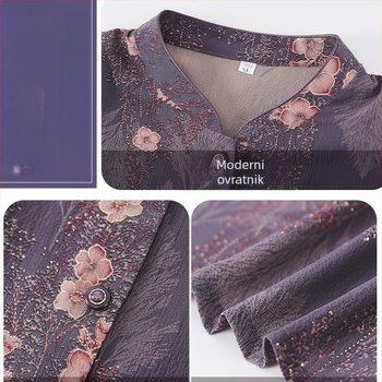 Ljetni komplet za starije žene: košulja s 3/4 rukavima, kineski stil
