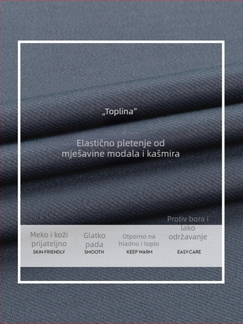 Košulja od modalnog kašmira – poslovno casual, dugi rukav, kvadratni ovratnik, bez peglanja, debela