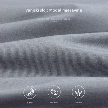 Muška košulja s izolacijom od perja, flis podstava, modalna tkanina, debela, četverokutni ovratnik, dugi rukav