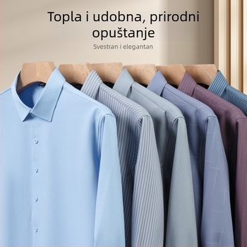 Košulja na pruge, bez glačanja, prozračna poliester tkanina, dugi rukav