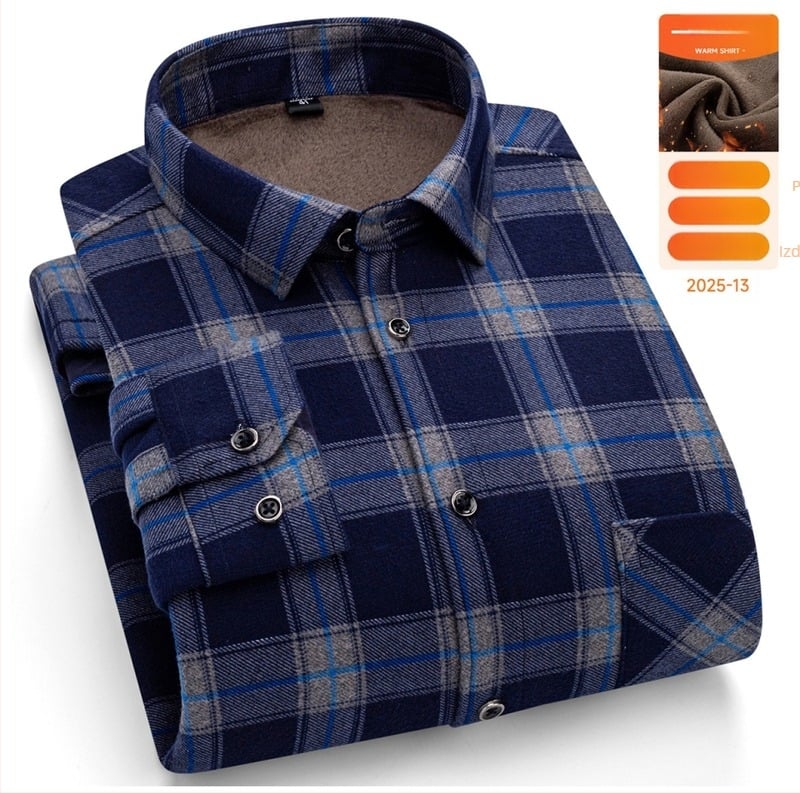 Muška topla košulja s dugim rukavima za zimu, udoban kroj, kvadratni ovratnik, mrežasti uzorak, mješavina pamuka