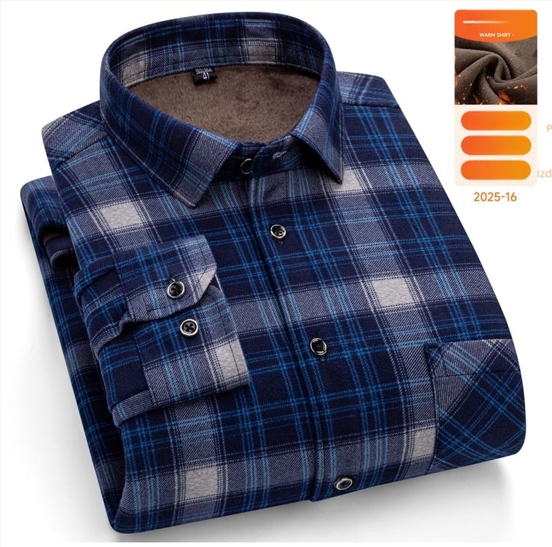 Muška topla košulja s dugim rukavima za zimu, udoban kroj, kvadratni ovratnik, mrežasti uzorak, mješavina pamuka