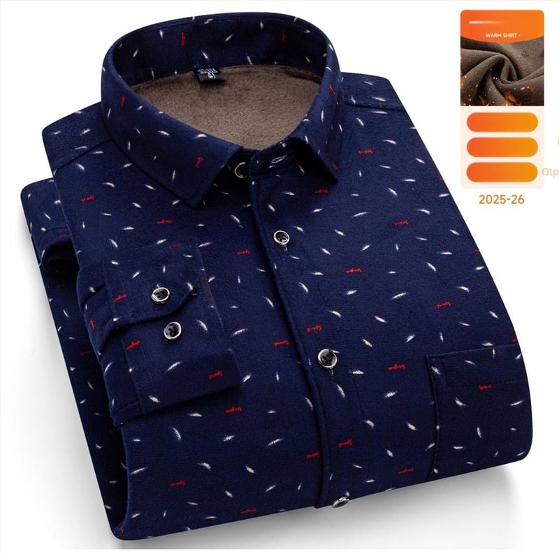 Muška topla košulja s dugim rukavima za zimu, udoban kroj, kvadratni ovratnik, mrežasti uzorak, mješavina pamuka
