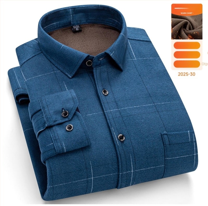 Muška topla košulja s dugim rukavima za zimu, udoban kroj, kvadratni ovratnik, mrežasti uzorak, mješavina pamuka