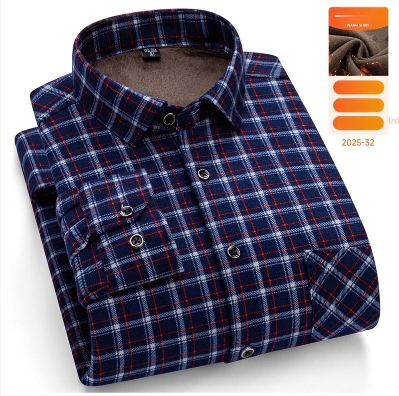 Muška topla košulja s dugim rukavima za zimu, udoban kroj, kvadratni ovratnik, mrežasti uzorak, mješavina pamuka