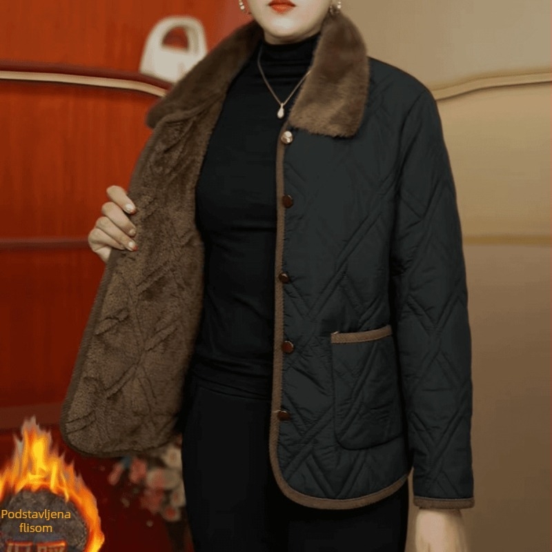 Pamukasti kaput s reverom, 3/4 rukava, jednobojni casual stil (Spring 2025)