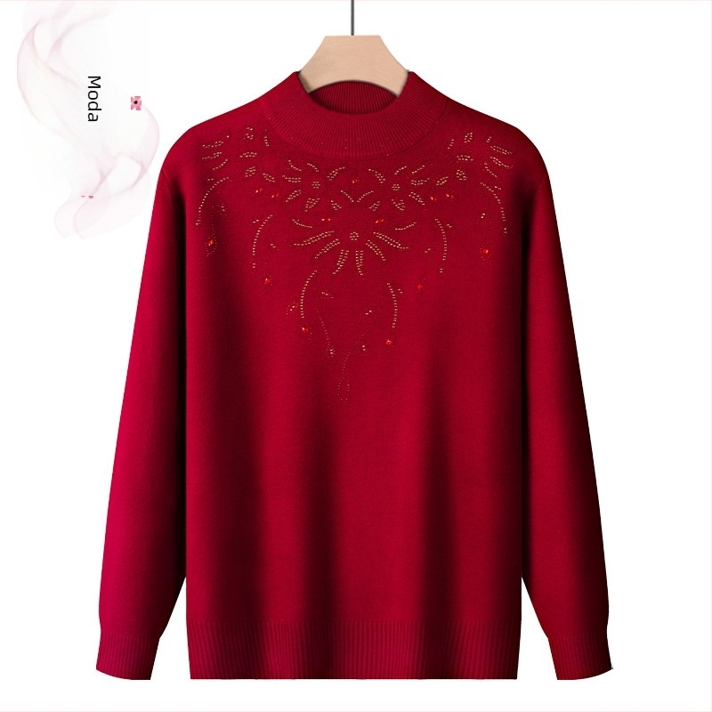 Ženski pulover od vunene mješavine s poluvisokim ovratnikom, dugi rukavi, duljina 50–65 cm (poliestera 30–50%)