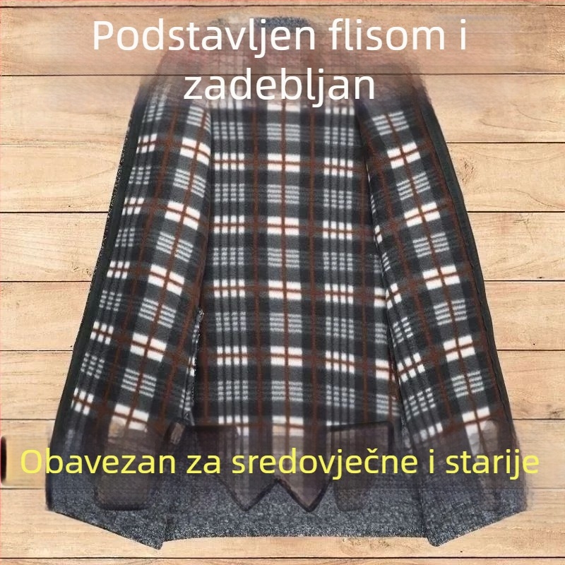 Muški pleteni kardigan sa zipom, okrugli izrez, dugi rukavi, debela pletenina, za jesen i zimu