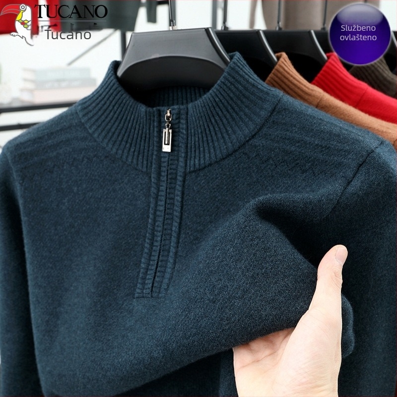 Muški debeli vuneni pulover s okruglim izrezom, dugi rukavi, 81-85% vuna