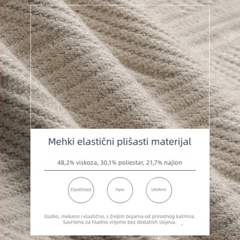 Muški pleteni džemper s fleece podstavom i visokim ovratnikom - uski kroj, dugi rukav, viskozna smjesa