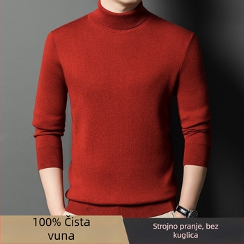 Muški džemper od 100% kašmira, debeli, s visokim ovratnikom, dugih rukava