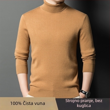 Muški džemper od 100% kašmira, debeli, s visokim ovratnikom, dugih rukava