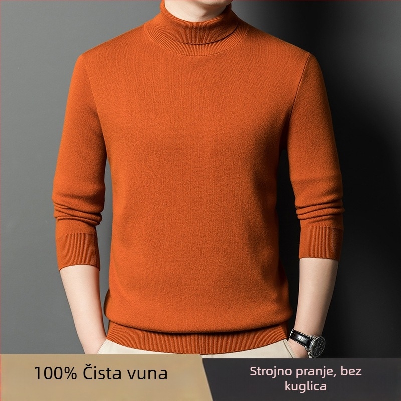Muški džemper od 100% kašmira, debeli, s visokim ovratnikom, dugih rukava