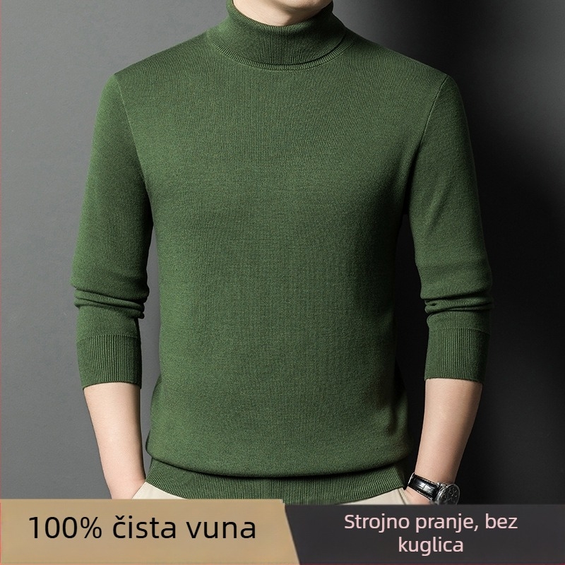 Muški džemper od 100% kašmira, debeli, s visokim ovratnikom, dugih rukava