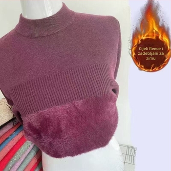 Ženski džemper s okruglim izrezom, slobodan kroj, 3/4 rukavi, književno retro stil; tkanina: Tr fabric, PVC ≤30%