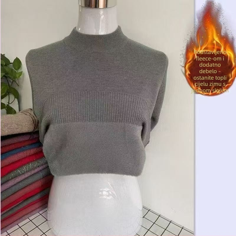 Ženski džemper s okruglim izrezom, slobodan kroj, 3/4 rukavi, književno retro stil; tkanina: Tr fabric, PVC ≤30%