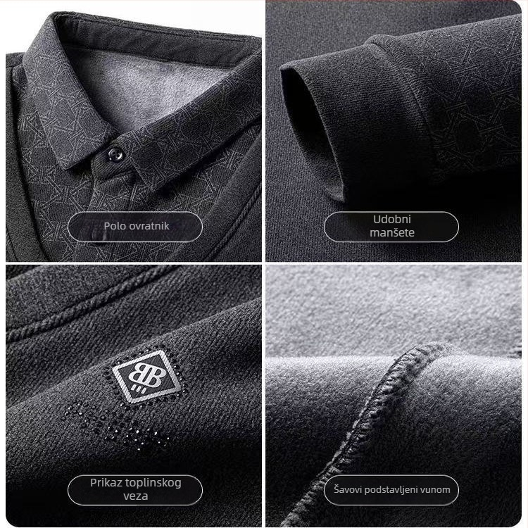 Woodpecker muški zimski pleteni džemper s debelim fleksom, lažni dojam dviju dijelova izgleda, casual stil