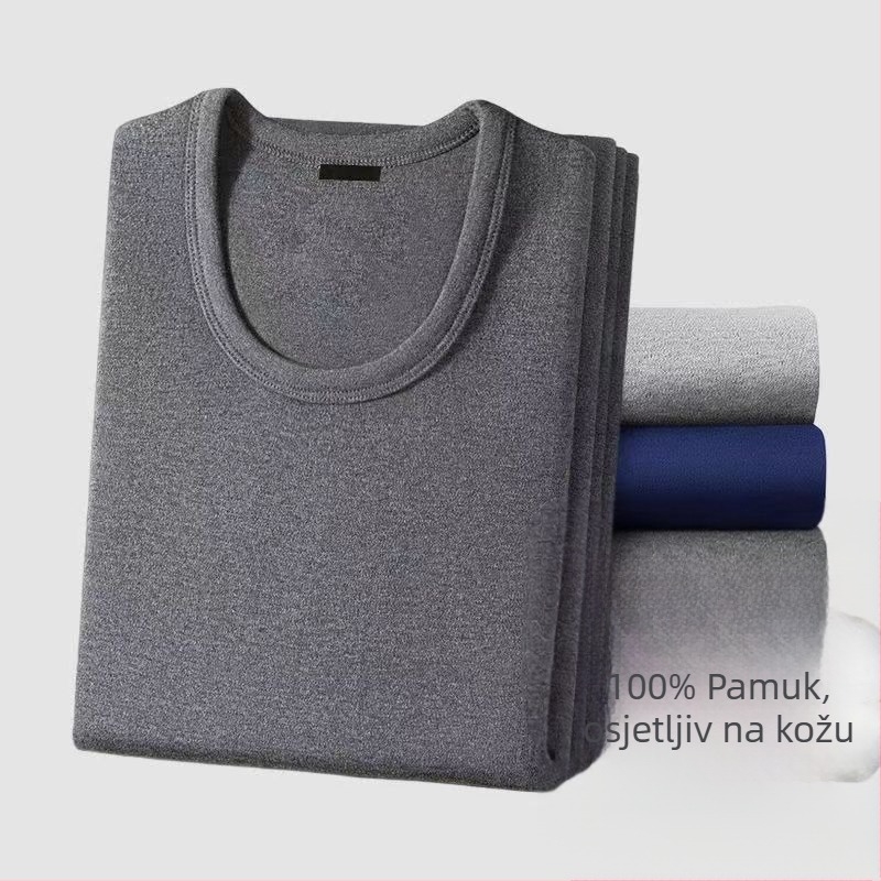 Muški termalni komplet od pamuka: elastični pamuk; glavni materijal: pamuk; sadržaj pamuka 90%; gustoća tkanine 181–200 g/m²; jaka toplinska izolacija