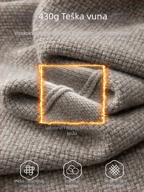 Muški bazni džemper od 100% vune, strojno pranje, gusto pletenje, okrugli ovratnik.