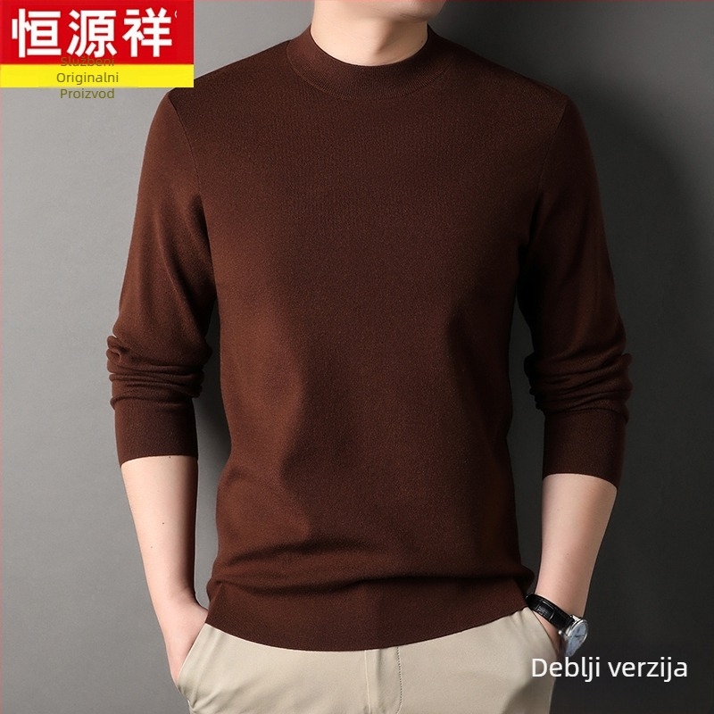 Muški pulover od finog vunenog vlakna, tanak, okrugli ovratnik, dugi rukavi, slobodan kroj, za muškarce srednje dobi, jesen 2024 izlazi