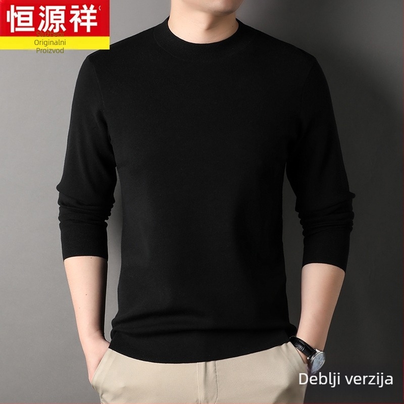 Muški pulover od finog vunenog vlakna, tanak, okrugli ovratnik, dugi rukavi, slobodan kroj, za muškarce srednje dobi, jesen 2024 izlazi