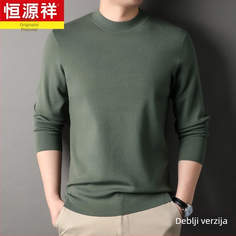 Muški pulover od finog vunenog vlakna, tanak, okrugli ovratnik, dugi rukavi, slobodan kroj, za muškarce srednje dobi, jesen 2024 izlazi
