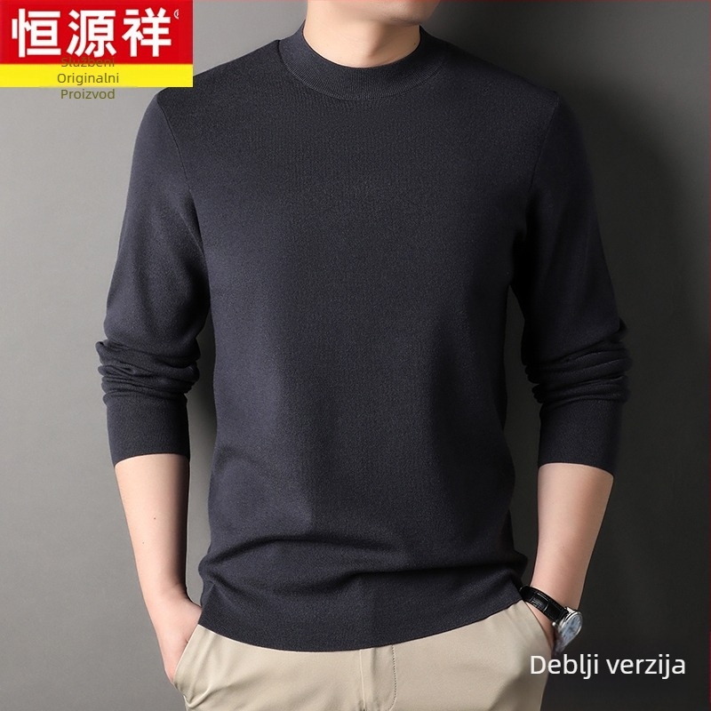 Muški pulover od finog vunenog vlakna, tanak, okrugli ovratnik, dugi rukavi, slobodan kroj, za muškarce srednje dobi, jesen 2024 izlazi