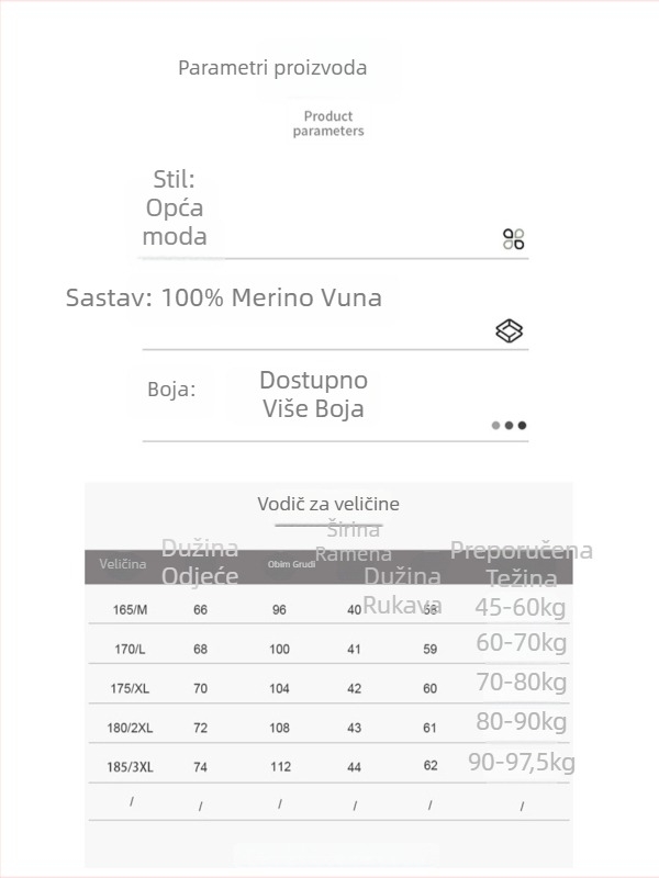 Muški pulover od 100% vune, s reverom ovratnikom, prilagođeni kroj, debeli pleteni materijal