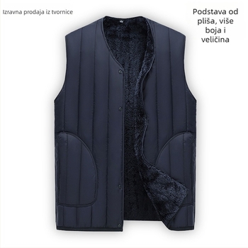 Muška pamučna podstavljena vesta za vanjsku odjeću, vanjski najlon, punjenje poliester, podstava acetat, bez kapulje, bočni džepovi