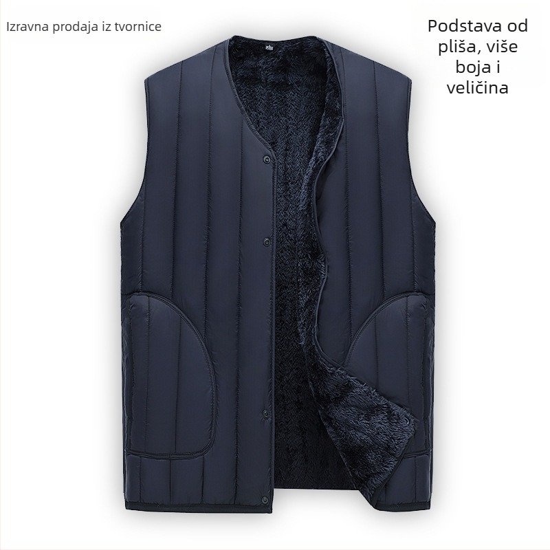 Muška pamučna podstavljena vesta za vanjsku odjeću, vanjski najlon, punjenje poliester, podstava acetat, bez kapulje, bočni džepovi