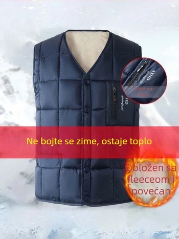 Muška toplinska vesta u plus veličini sa fleec podlogom za jesen i zimu