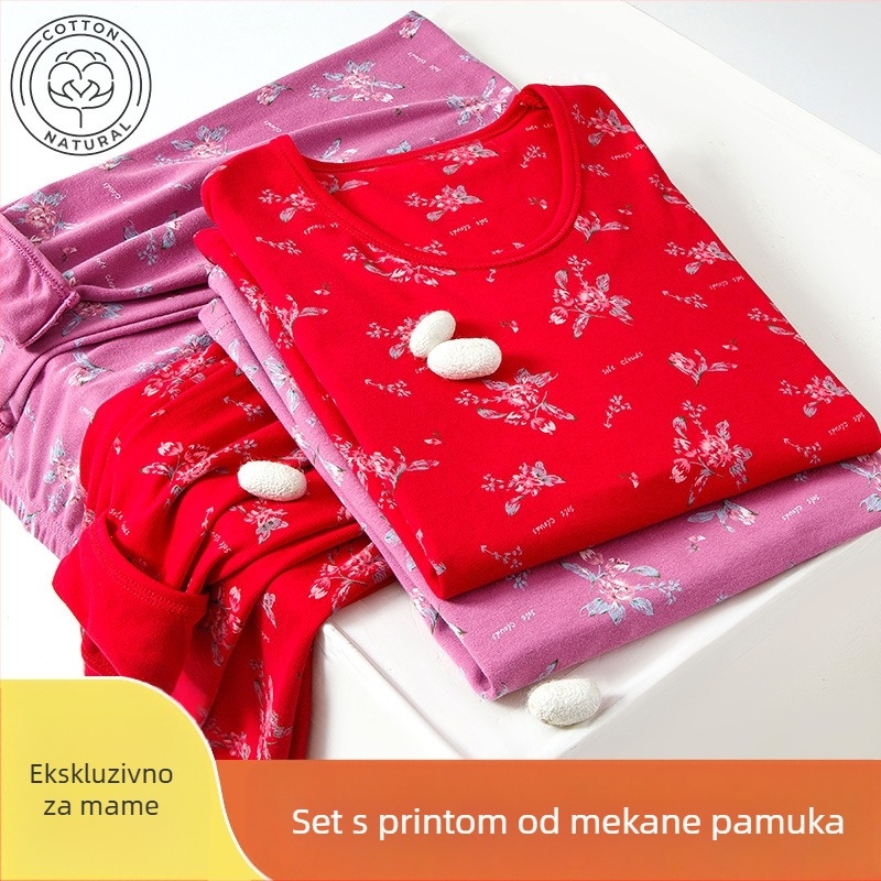 Ženski termalni set donjeg rublja, 100% pamuka, pamuk podstava, umjerena toplina, umjerena debljina