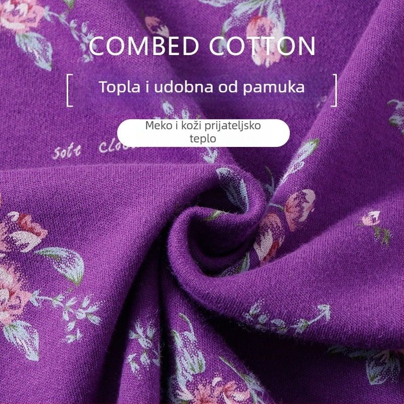 Ženski termalni set donjeg rublja, 100% pamuka, pamuk podstava, umjerena toplina, umjerena debljina