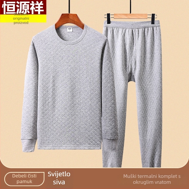 Muški trostruko složen debeli termalni set donjeg odjeće, vanjska tkanina od kuniće krzna (100%), podstava od pamuka, 260 g/m², zadržava toplinu