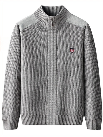 Muški kardigan s patchworkom i stojećim ovratnikom, 100% pamuk, pleteni, casual stil