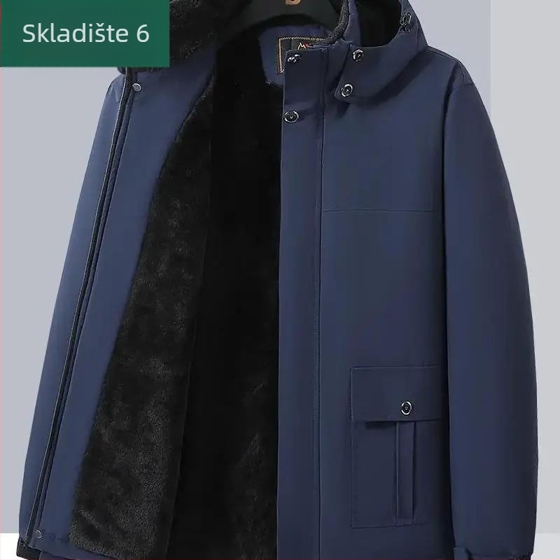Zimski pamučni kaput za muškarce, kaput srednje duljine, za muškarce srednje dobi i starije