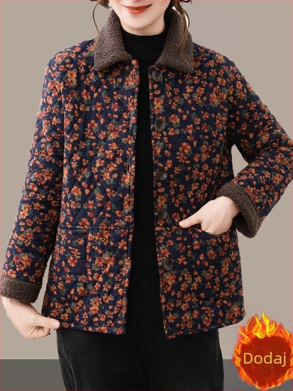Ženska jakna s fleece podstavom, cvjetni uzorak, rukav 3/4, jesen 2025