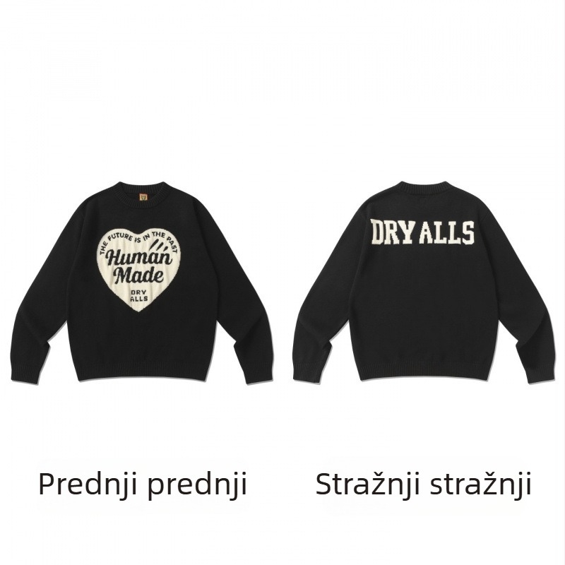 Džemper jacquard s zajčijim krznom, japansko-korejski ležerni stil, gusta pletenina, širok kroj, okrugli ovratnik