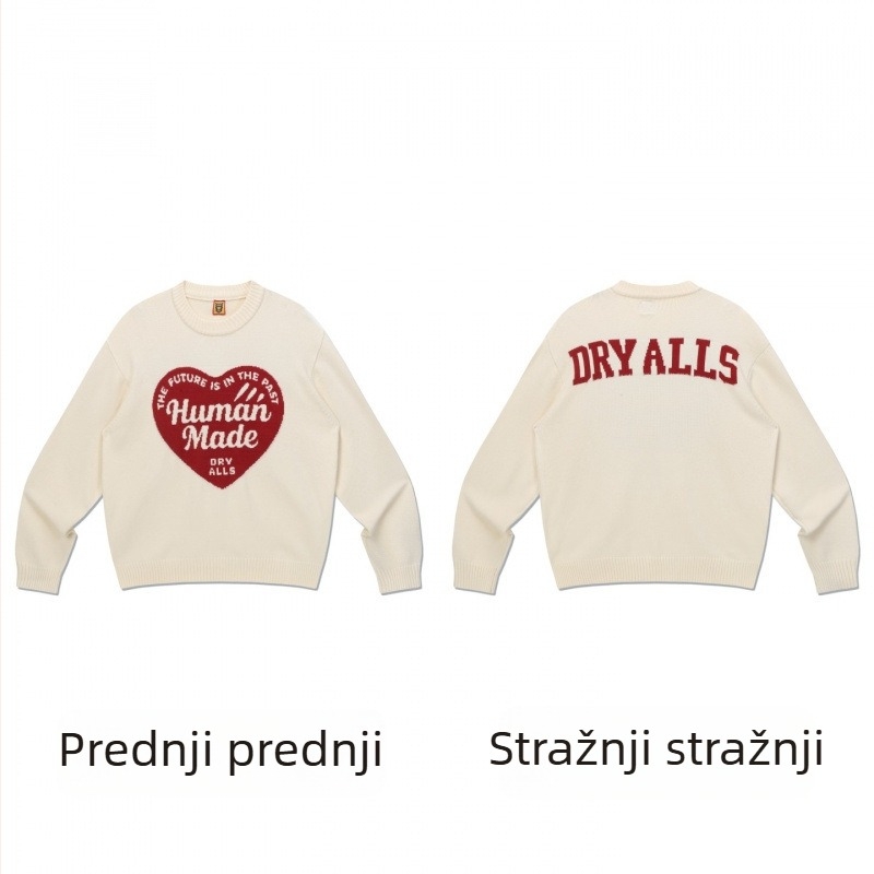 Džemper jacquard s zajčijim krznom, japansko-korejski ležerni stil, gusta pletenina, širok kroj, okrugli ovratnik