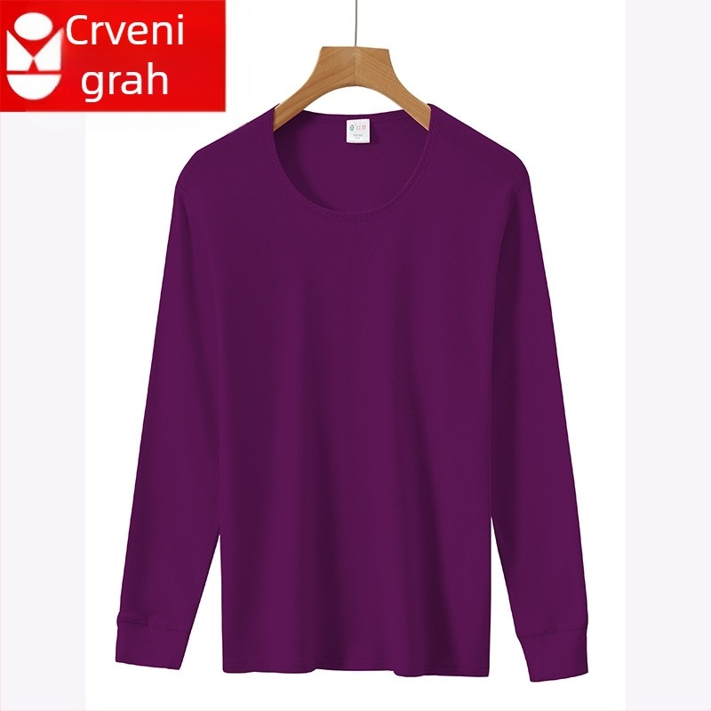 Top od 100% pamuka za toplo donje rublje, pulover s okruglim izrezom, bezšiven, jednoslojni, tkanina 181–200 g/m²