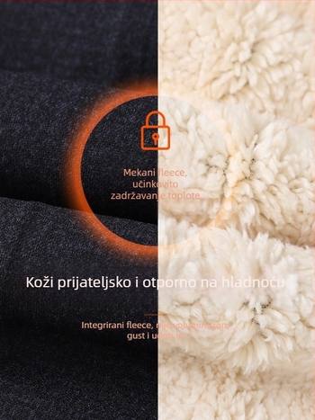 Zimske hlače s fleesom za muškarce srednje dobi i starije dobi, casual hlače od ovčje vune, tople hlače za starije muškarce