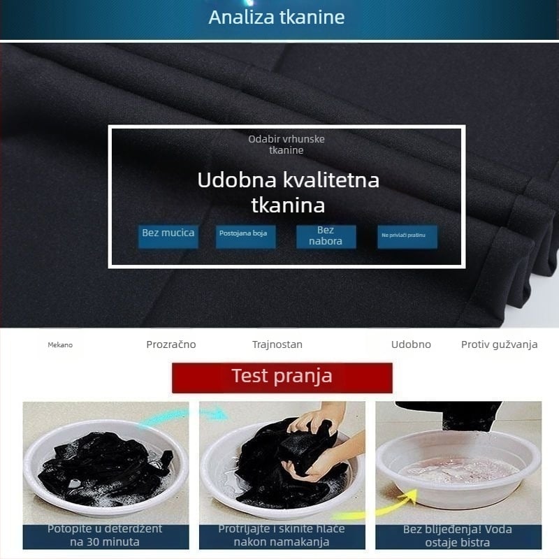 Muške zimske hlače s flecom, visokim strukom, ravnim krojem, svakodnevno nošenje