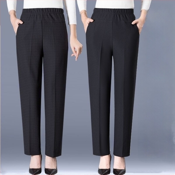 Pantalone s flisom za žene srednje dobi i starije, tople, ravne kroja, visokog struka, opuštene svakodnevne hlače