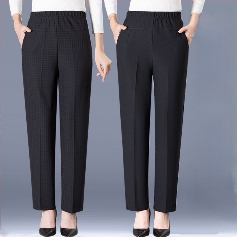 Pantalone s flisom za žene srednje dobi i starije, tople, ravne kroja, visokog struka, opuštene svakodnevne hlače