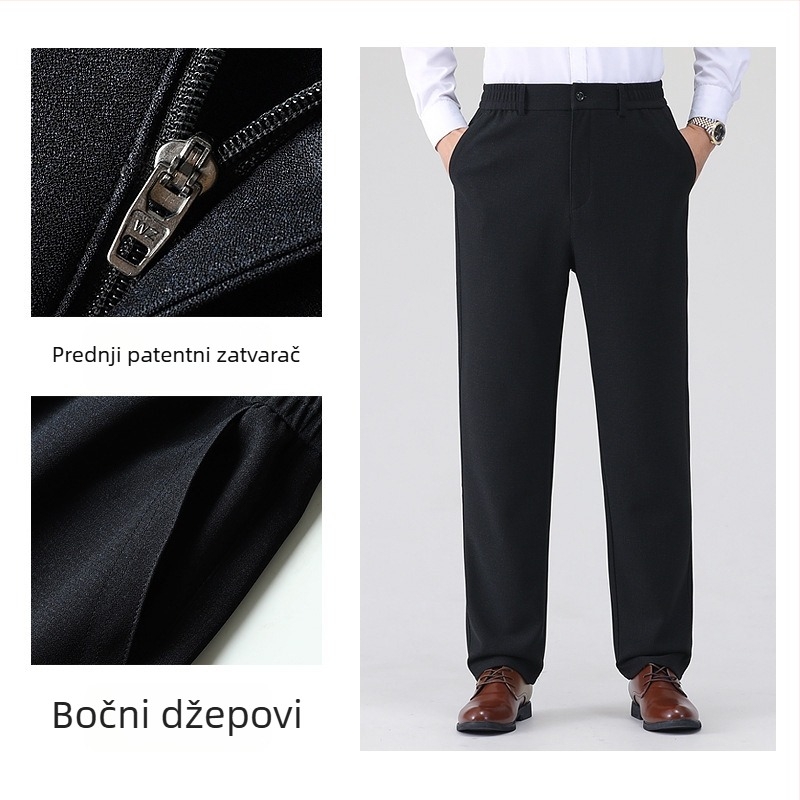 Muške hlače s elastičnim pojasom, labav ravni kroj, za proljeće i jesen