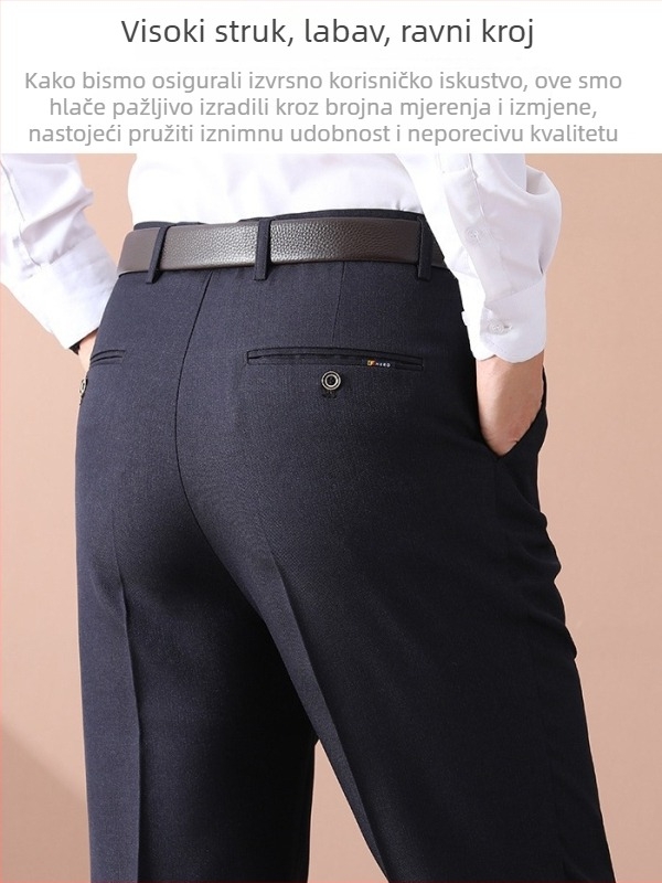 Ljetne muške hlače visokog struka, široke kroja, za muškarce srednje dobi, duge.
